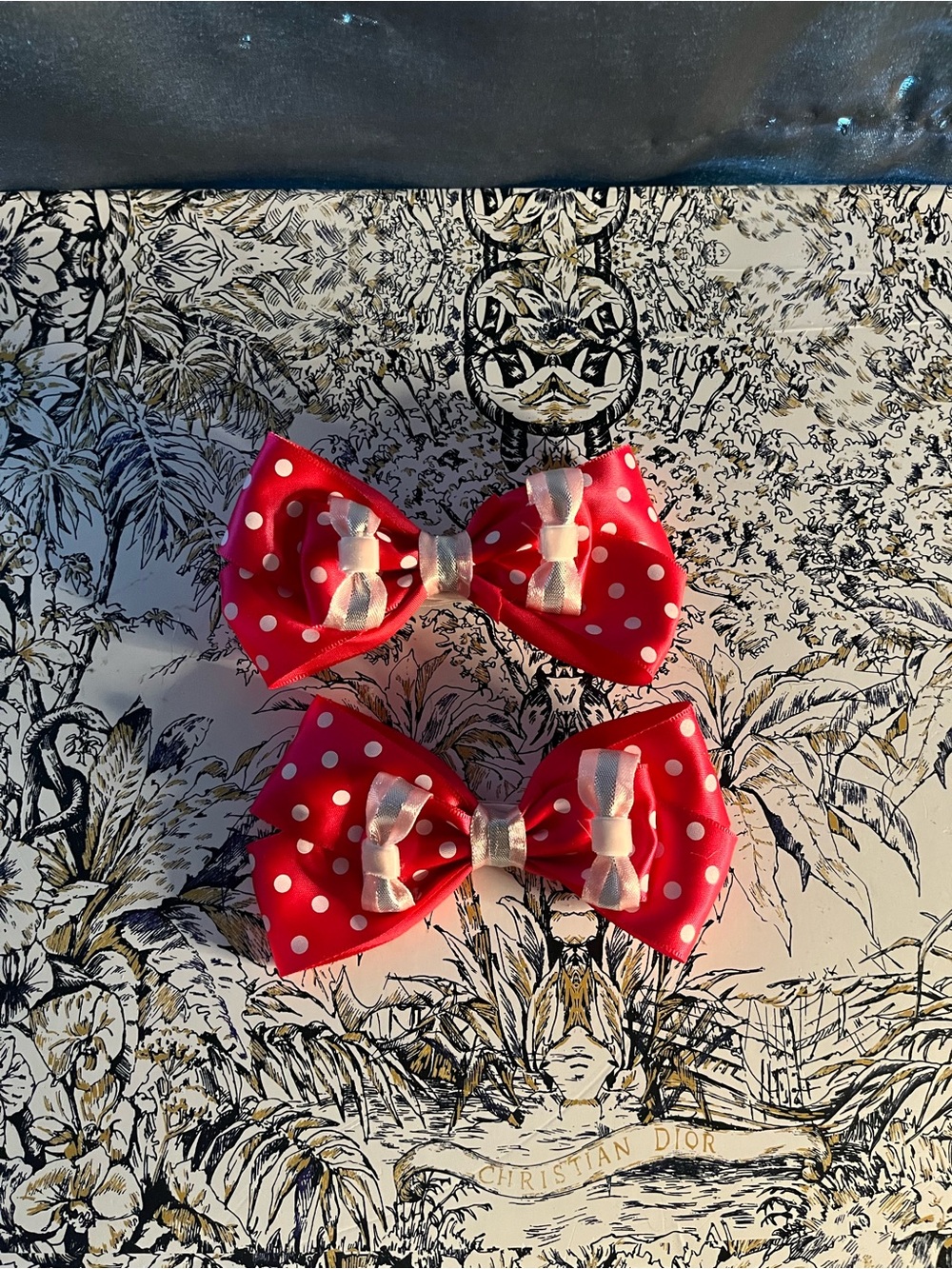 Handmade Kids Pink Polka Dot Bow Hair Clips - Classic Bow Pair